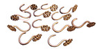 Antique Vintage Brass Metal Lot Of 12 Curtain Hooks Ornate Floral