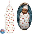 Muishi Red Animal Newborn Swaddle Blankets Hat Sets Soft Baby Receiving Blank