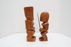 Lot 2 Polynesian Marquesas Islands Wood Tiki Figures Statues Marquesan Large