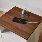 Night Stand With Gun Drawer  Bedside Table With Charging Station And Led Lights