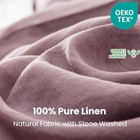  100  Linen Duvet Cover Set 3pcs With Coconut Button Closure Queen Purple