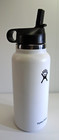 Hydro Flask 32oz Wide Mouth Water Bottle W  Flex Straw Cap Stainless Steel White