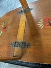 Vintage Woven Wood Sewing Basket W  Handle   Hinged Lid Filled W supplies