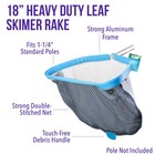 Pro Heavy Duty Swimming Pool Aluminum Leaf Skimmer Rake  Double-stitched Net Bag