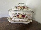 Rare 4-pc Royal Sealy Plum Harvest Soup Tureen Matching Platter Lid   Ladle 60 s