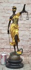 Large Mythological Bronze Sculpture Lady Justice Signed Mayer Statue Gilt Statue