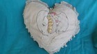 Antique 20s Boudoir Pillow Ladies Silhouette Embroid Lace Heart Curled Hair Vfg