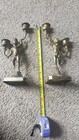 Lot Of 2 Vintage Antique Brass Candelabra Angel Cherubs  Holding 2 Candles