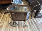 Vintage Hollywood Regency Style Rolling Serving Bar Tea Cart Octagonal