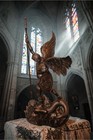 Large 15   St Michael Archangel Tramples Demon Statue Bronze Finish 3d Printed