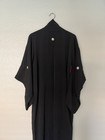 Vintage Japanese Black Silk Kurotomesode Kimono Red Lining 5 Crest Formal Robe