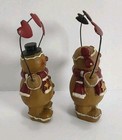 Set Of 2 Gingerbread Ornaments Boy   Girl Hearts Whimsical Folk Art Style 5 25 
