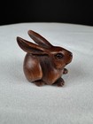 Antique Japanese Boxwood Rabbit Hare Netsuke Signed Matsuyama Hand Carved