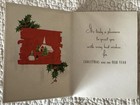Unused Christmas People Walk Church Snow Tree Vtg Greeting Card 1940s 1950s
