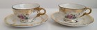 2 Demitasse Porcelain Teacup   Saucer Set  Cabbage Rose   Gold  Made In Bavaria