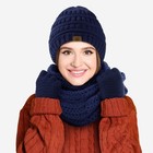 Winter Beanie Hat Scarf Gloves Set - Clothes For Women  3  Navy Blue