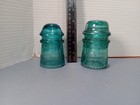 Antique Blue green Glass Insulator Hemingray  2 For The Price Of One