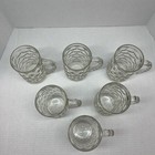 Set Of 6 Vintage Heavy Clear Glass Thumb Print Pattern Beer Or Drinks Mug 5 