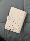 Kikki K White   Gold Heart Print Women s Planner Organizer Snap Closure