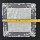 Vintage Net Lace Bride Wedding Handkerchief Embroidered Victorian Cottagecore