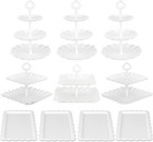 10 Cake Stand Set  3 Two-tier  3 Three-tier Stands  4 Trays For Parties  white 