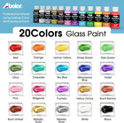 Abeier Stained Glass Paint Set  20 Colors X 1 Oz  Waterproof Acrylic Enamel