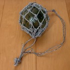 Japanese Glass Fishing Float Rare 4  Light Green With Double F Mark Rope Net