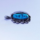 Antique Native American Navajo Ella Cowboy Sterling 925 Leafy Pendant Turquoise