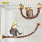 Parrot Chew Toys Cotton Rope With Swing Bird Cage Climbing Toy Perch Stand