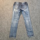 Miss Me Girls Jeans Size 12 Or 24x25  Blue Ankle Skinny Embroidered Raw Hem