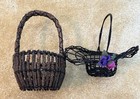 Mixed Lot Of 16 Vintage Small Baskets - Straw  Wicker  Glass  Metal