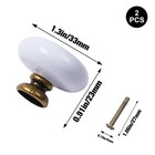 Jakoue 2pcs 1 3 Inch Round Ceramic Cabinet 2 Pieces  Antique Brass  White 