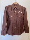 Vtg Austin Brown Western Shirt Pearl Snap Long Sleeve Arrow Pockets M Embroidery