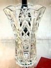 Cut Crystal Vase Scalloped Rim Heavy Clear Pressed Glass Floral Starburst Vase