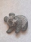 925 Sterling Silver Cz marcasite Panda Bear Brooch Pin Fine Jewelry