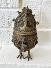 Antique Indian Brass Dhokra Owl Container Bird Box Tribal Folk Art Figurine Rare
