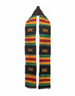 Black With Gold  Red  And Green Kente Graduation Stole With Stool Symbol
