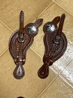 3 Sets Of Leather Cowboy Boot Spur Straps 2 New 1 Used Fancy Dark   Light Brown