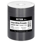 100 Pack Ritek Pro Dvd-r 16x 4 7gb White Inkjet Hub Printable Blank Media Disc