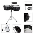 High Quality Percussion 13    14  Timbales Drum Set With Stand And Cowbell Black