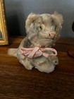 Vintage Antique Mohair Stuffed Cat Kitty Plush Toy With Pink Bow Steiff 