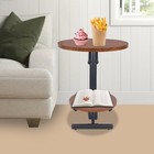 2-tier Round End Table  Side Table With Storage Shelf Black walnut Color New