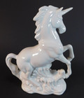 White Porcelain Unicorn Figurine Rearing High Gloss Fantasy Mythical Magical