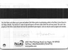 Palms Casino - Las Vegas  Nv - 7th Issue Slot Card  Club Palms