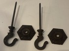 Matching Pair Antique Victorian Eastlake Cast Iron Lamp Hanging Ceiling Hooks