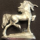 Vintage Pewter Figurine - Unicorn Posing On Base With Crystal 2 5 Inches