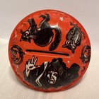 Vintage 1950s Us Metal Halloween Tin Litho Noise Maker Witch Black Cat Owl Works