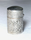 Antique Sterling Silver Thimble Holder Case   Thimble Embossed Design