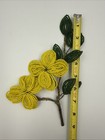 French Beaded Yellow Flowers Vintage 9 In