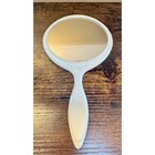 Vintage 60s Mod Hand Mirror Psychedelic Floral Bird Pop Art Retro White Plastic